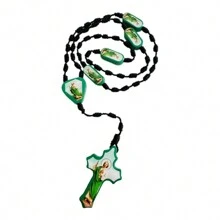 1 Stück handgefertigte katholische Halskette mit Anhänger, Kreuz, Medaille der Heiligen Jungfrau Maria, Schutz, Segen, katholischer Schmuck, Geschenkanhänger für Auto, Weihnachten, Halloween, für Männer und Frauen