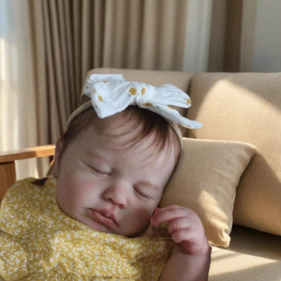 Realistic 50cm Asleep Reborn Baby Doll With 3D-Paint Skin And Visible Veins (Cloth Body, Vinyl Limbs) 20inch Newborn Bebe Girl Art Toy Lifelike Kids Birthday Gift - Búp bê ngủ bằng vải - Xem 1
