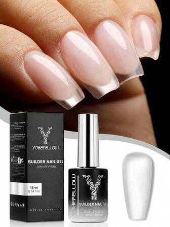 YOKEFELLOW 16毫升六合一美甲延长胶，大容量透明延长胶，用于加固指甲、增厚、覆盖、打造甲尖、延长长度、塑形、粘贴宝石/珠宝/作为底胶和花胶