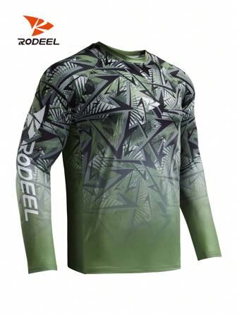 RODEEL 男友风格男士迷彩衬衫速干吸湿排汗长袖防晒衣适合钓鱼户外活动