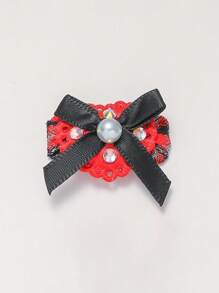 3 件装可爱水晶装饰布艺心形和蝴蝶结宠物发夹，方便安全，适合日常宠物美容、派对装饰、居家玩乐、户外拍照、圣诞节猫/狗服装礼物、时尚宠物配饰 - 彩色 - 查看 10