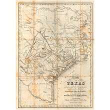 Vintage Imagery Vintage 1841 Map Of Texas State Historical Map Antique Restoration Hardware Style Wall Map Six Sizes Up To 43" X 55 - 彩色 - 查看 2