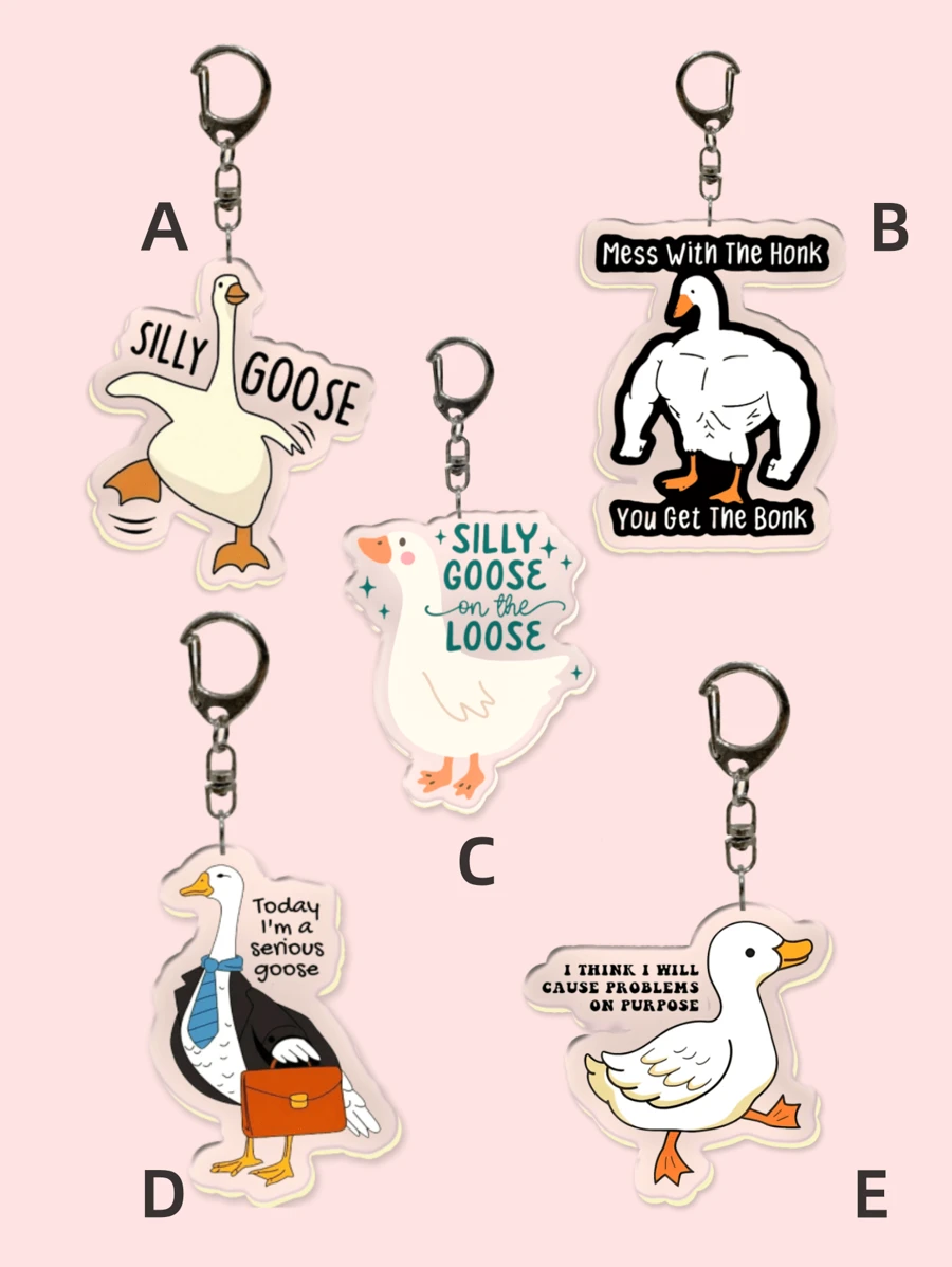 1个“Mess With The Honk You Get The Bonk”钥匙扣：浅黄色鹅和搞笑表情包贴纸 | 专为鸭子爱好者设计的搞笑语录乙烯基贴纸。完美的包袋配饰，珠宝爱好者的礼物，非常适合送给男朋友、女朋友、家人、医生、护士、派对礼物、动物主题手机挂饰等等。汽车配饰 包袋饰品 卡通动物 可爱 哥特 千禧年