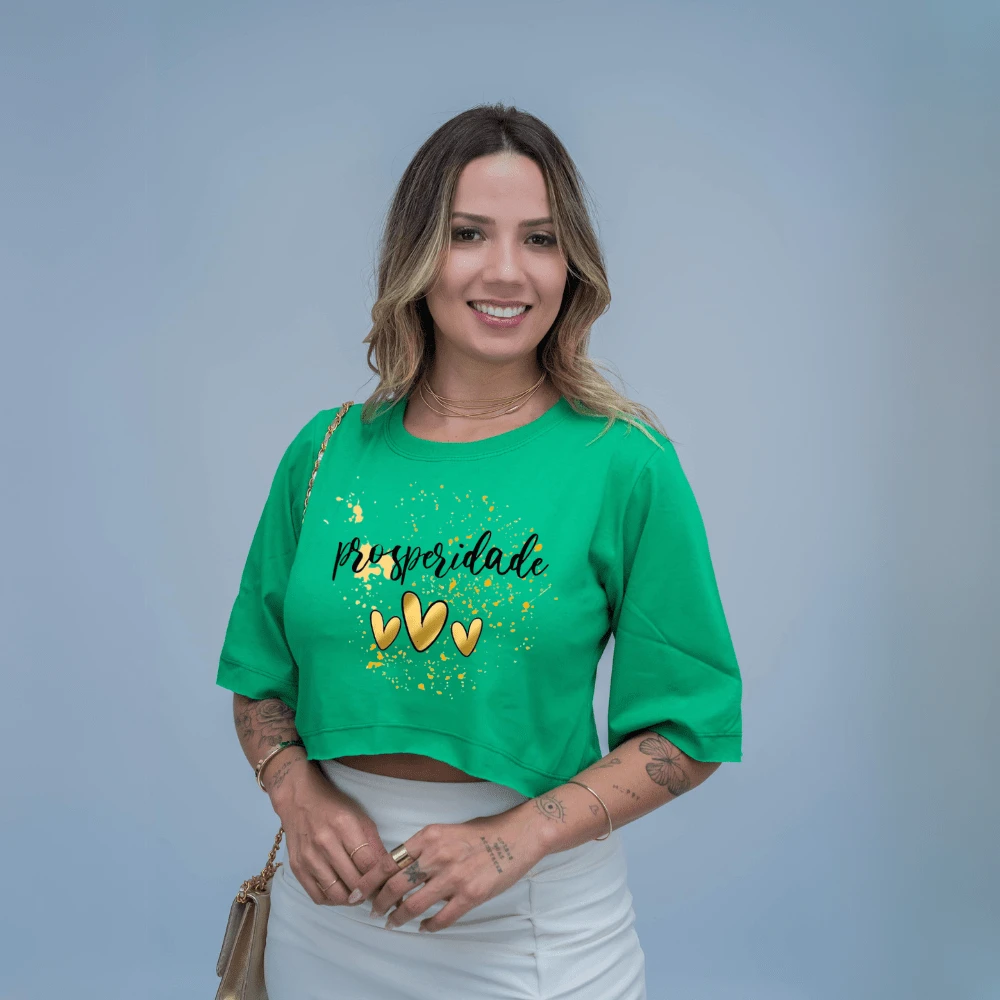 Personalized Happy New Year Prosperity Crop Top Premium Cotton - màu xanh lá - Xem 1