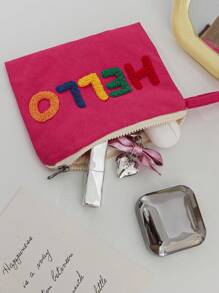 1 件刺绣化妆包、化妆包、女士卫生棉条收纳袋卫生巾袋卫生巾化妆包收纳袋女士化妆包女孩卫生棉条收纳袋、钱包袋便携式化妆品刷收纳手拿包带拉链封口适用于口红、刷子、护肤品、手机、硬币、小物品 - 彩色 - 查看 6
