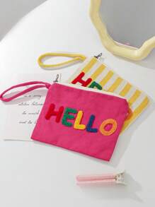 1 件刺绣化妆包、化妆包、女士卫生棉条收纳袋卫生巾袋卫生巾化妆包收纳袋女士化妆包女孩卫生棉条收纳袋、钱包袋便携式化妆品刷收纳手拿包带拉链封口适用于口红、刷子、护肤品、手机、硬币、小物品 - 彩色 - 查看 4