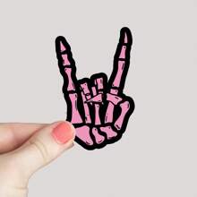 1/2/3pcs Rock Skeleton Sticker, Skeleton Sticker, Rock And Roll Sticker, Skeleton Hand Sticker, Laptop Sticker, Water Bottle Sticker, Halloween Stickers,Self-Adhesive, Single Use, Fade-Resistant, Perfect For Laptops, Water Bottles,School Supplies,Back To School - Multicolor - View 5