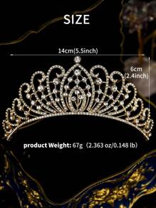 1 pieza Corona dorada de tiaras para mujeres, diadema de cristal con corona de princesa de strass, accesorios para el cabello, joyería, novia, boda, cumpleaños, fiesta, baile de graduación, Navidad, Ramadán