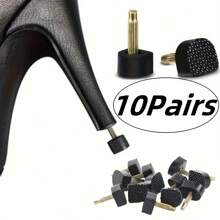 10Pairs High Heels Replacement Shoe Cap, Silent And Durable, High Heels Protection Nail,Round And U-Shaped High-Heeled Shoe Studs(Black And Apricot)