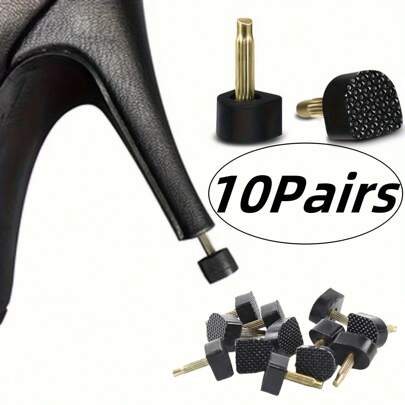 10双高跟鞋替换鞋帽，静音耐用，高跟鞋保护钉，圆形和U形高跟鞋钉（黑色和杏色）