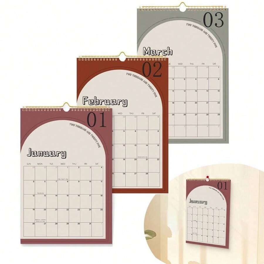 English Monthly Calendar 2025 