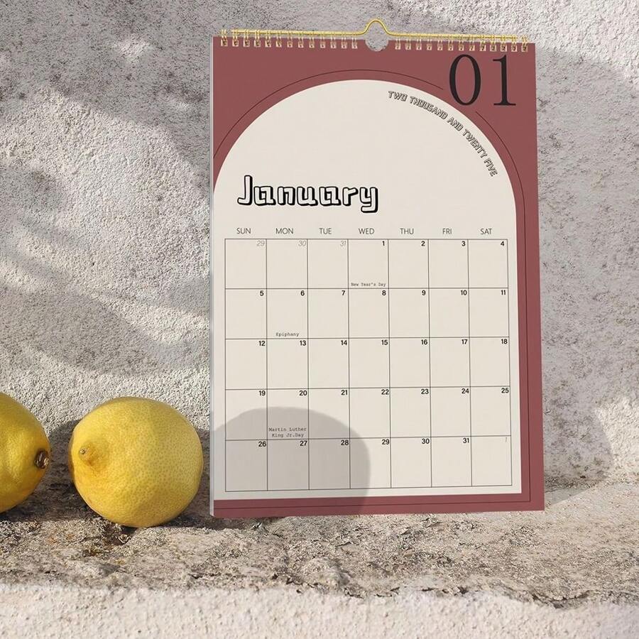 English Monthly Calendar 2025 