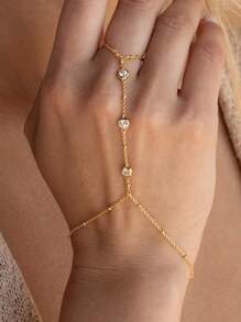 Conjunto de 4 peças/conjunto de pulseiras de dedo com pérolas falsas e strass simples, férias femininas, encontro, presente, casual, acessórios de festa combinando
