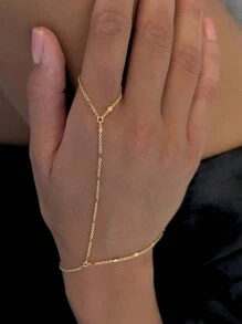 Conjunto de 4 peças/conjunto de pulseiras de dedo com pérolas falsas e strass simples, férias femininas, encontro, presente, casual, acessórios de festa combinando