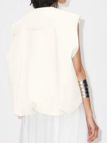 Women's Zip Up Vest Sleeveless Solid Color Oversized Jacket Tops Loose Fit Summer Tops - White - View 4