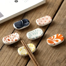3/4/5pcs Random Style Ceramic Spoon Rest, Oval And Minimalist Design, Chopstick Holder, Kitchen Utensil Storage Box, Dining Table Decor Tray - Multicolor - View 3
