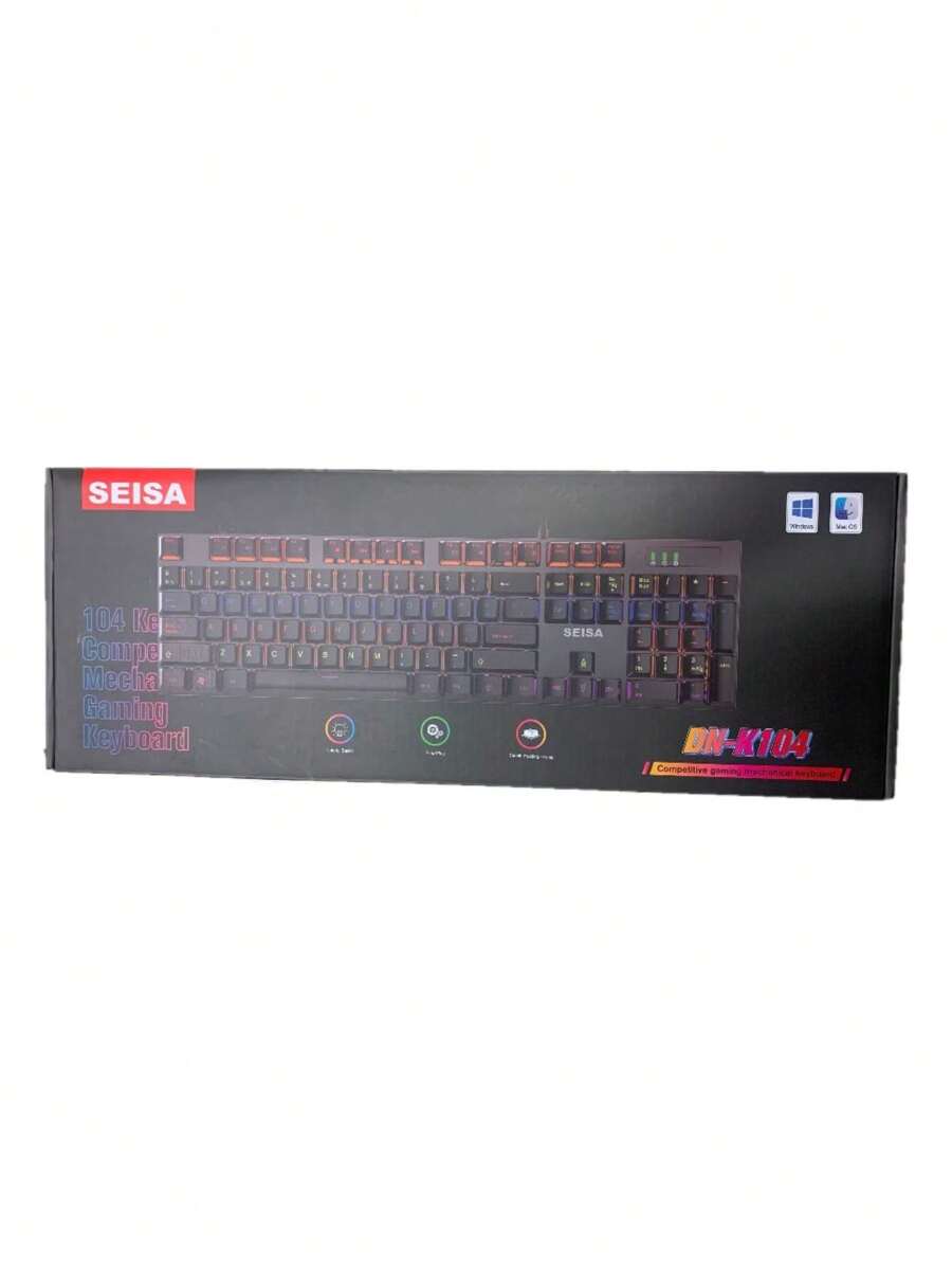 Mechanical Keyboard Designed For Gaming Blue Switch With RGB LED - 黑色 - 查看 1