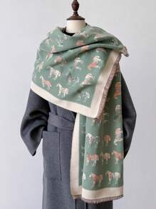 1 件优雅 2024 时尚仿羊绒围巾冬季搭配保暖围巾披肩外搭 - 彩色 - 查看 7