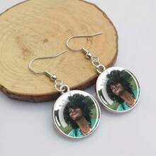 2pcs Customized Photo Pendant Earrings - Personalized Image Glass Dome Pendant Earrings, Hip Hop/Party Style Zinc Alloy - Non-Plated Earring Hooks, Suitable For Daily Wear And Gift-Giving, Unisex Customized Jewelry Present - Multicolor - View 5