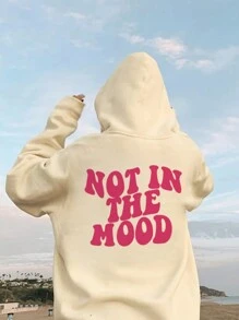 1pc Tween Girl Casual Printed Hooded Sweatshirt, Warm Fleece Pullover Sweatshirt For Students, Interesting And Colorful Design Sparks Imagination, Autumn/Winter - Apricot - View 5