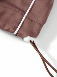 Women Loose Cargo Pants Casual Solid Color Elastic Waist Wide Leg Joggers Trousers With Pockets For Streetwear - Brown - View 8