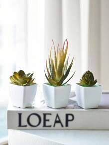 5 件/套人造多肉植物，芦荟盆栽装饰套装，适合送礼、室内桌面装饰、婚礼装饰 - 模擬 - 查看 8