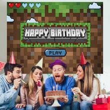 1pc Pixel Theme Party Backdrop - Versatile Polyester Game Themed, Suitable For Photo Booth And Room Decor