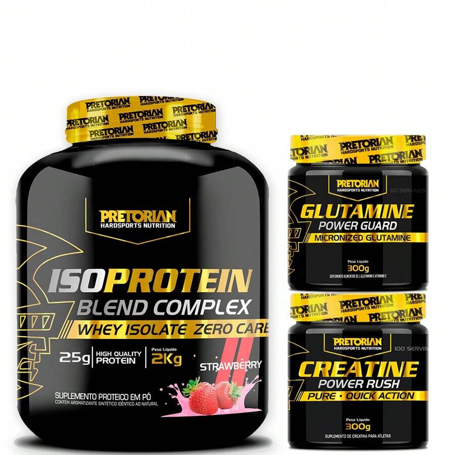 PRETORIAN HARD SPORTS Whey Protein Iso Kit 2kg + Glutamine 300g + Creatine 300g - Pretorian Flavor: Strawberry - 查看 1