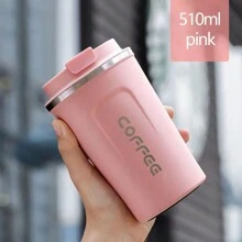 1pc 380ml/510ml Portable Coffee Cup, Travel Mug, Stainless Steel Vacuum Insulated Tumbler With Non-Slip Sleeve, Elegant Design For Latte, Coffee, Tea, Juice - Suitable For Both Men And Women Back To School