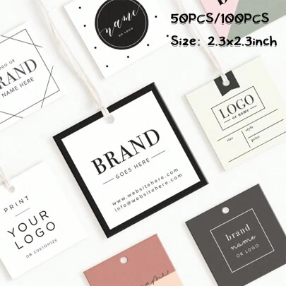 50/100 2.3-Inch Custom Square Hang Tags With Jute Twine, Printable Labels, DIY Paper Label Cards, Suitable For Bottles, Baking, Halloween, Christmas, Thanksgiving, Easter, Weddings, Parties, Food Packaging, Kitchens And Restaurants, Etc.,Luggage Tag