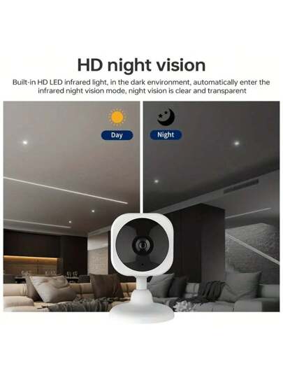 Piece Of Mini Slimme Security Camera, 2.4G WiFi Home Pet Monitor, 1080P Full HD Quality, Built In AP Hotspot, ,No Battery, Power Supply Through USB Supply,Two Way Audio, Night Vision Function, Motion Detection, Portable Desktop Installation Base,, Monitoring Wireless Outdoor Camera. view 3