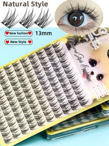 120pcs D Curl 13mm Cluster Lashes Natural Look Individual Eyelashes, Cartoon Style,Natural Soft Handmade Segmented DIY Reusable Comfortable Seamless Synthetic Faux Mink Eye Lashes Cils For Home Party, Valentine's Day, Traveling, Photoshoot, Festivals Makeup,Asian Style