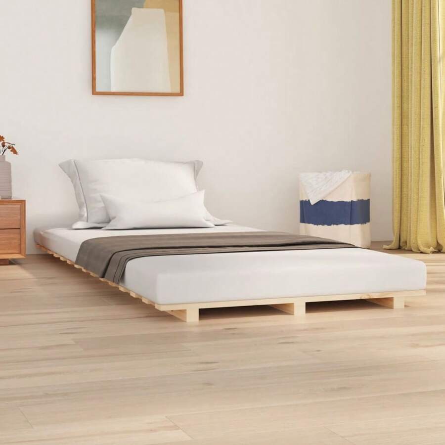 VidaXL Solid Wood Bed 90x200 Cm Pine - 棕色 - 查看 1