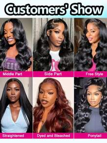 波浪前蕾丝假发 4X4 蕾丝闭合假发 女士真发 150% 密度巴西原生发 预拔假发 带婴儿头发 - Natural Black - 查看 7