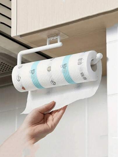 1 pieza Soporte para toallas de papel de cocina de PP, dispensador autoadhesivo de acero inoxidable de estilo americano para rollos de papel higiénico de baño, estante de almacenamiento de gabinete, organizador de cocina, accesorios de baño