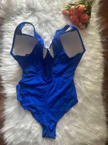 May Plus Sise Women's Fashion Underwear - 寶藍色 - 查看 2