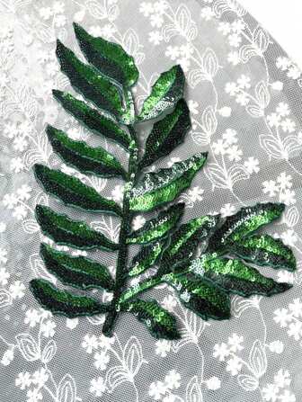 1 Piece Green Fashion Sequins Leaf For Dress Coat Iron On Patch For Clothing Valentines Summer, School