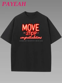 Payeah Move Ln Silence Print T-Shirt 1 Pcs 220g Heavy Cotton T Shirt