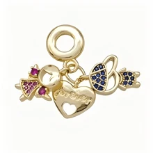 1pc Copper Gold-Plated Micro Inlaid Zirconia Travel Vacation Style DIY Pendant For Jewelry Making For Women Can Use For Earring Necklace - Gold - View 19