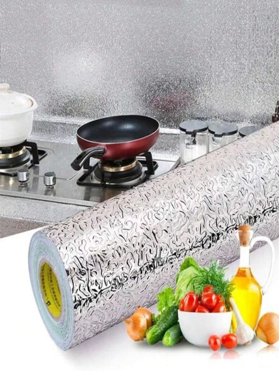 Aluminum Foil Waterproof Adhesive Roll Kitchen Stove Cabinet Protector Sticker (40cm/5m) - 銀色 - 查看 1