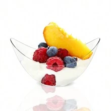 25pcs Transparent Creative Mousse Dish, Plastic Dessert/Ice Cream Plate, Reusable Disposable Food Container Tray With Dessert Spoon