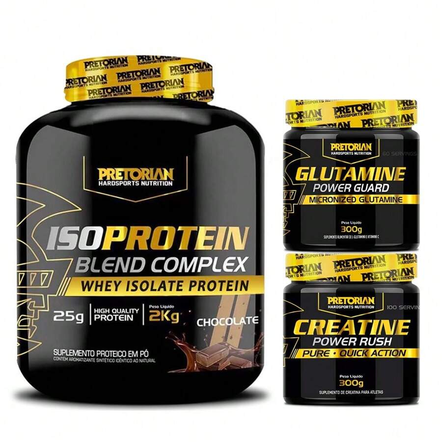 PRETORIAN HARD SPORTS Kit Whey Protein Iso Protein 2Kg + Creatine 300g + Glutamine 300g - Pretorian Flavor:Chocolate - 查看 1