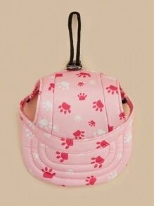 1 pezzo Cappello da sole per animali domestici con stampa di zampa rosa, berretto da baseball carino a tema cartoni animati, adatto per gatti e cani di taglia media/grande