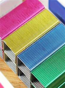 1 Box Colorful Staples - Made Of Metal Material, General Office Staples, File Staples, Used For Binding Books And Office Documents And Invoices - Multicolor - View 6