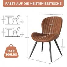 Nalupatio Modern Dining Room Chairs Set Of 2, Upholstered Kitchen Dinner Chair Fabric And Curved Backrest Kitchen Chairs - màu nâu - Xem 2