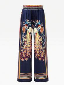 Women's Wide Leg Mandala Print Pants Spring Summer - Multicolor - View 3