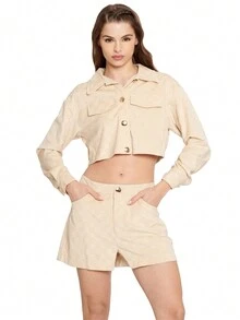 VERTICHE Conjunto saco crop y short - Hueso - Ver 1