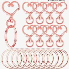 20/30/50pcs Heart Shaped Swivel Clasp Hook With Flat Key Rings - For Women, Colorful Metal Spring Snap Hooks For DIY Crafts, Jewelry, Lanyards And Accessories - 4 Colors Zinc Alloy Lobster Clasp Split Rings - Heart Keychain + Flat Ring - View 15