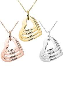 1Pc Personalized Gold Stainless Steel Customized Engraving 1-4 Name Multi-Layered Heart Pendant Women's Necklace Holiday Anniversary Christmas Gifts/Valentine's Day Gifts/Mother's Day Gift Fashion, Autumn Fashion, Casual, Retro, Old Style, Simple, Simple Customization, Personalized, Unique Gift, Girlfriend, Mom, Ideal Gift, Anniversary, Birthday, Daily Wear, Prom, Mother's Day, Valentine's Day, Graduation Ceremony, Wedding,Jewelry & Watches,Chic Autumn,Custom Name Stainless Steel Necklace, Personalized Nameplate - Gold - View 5