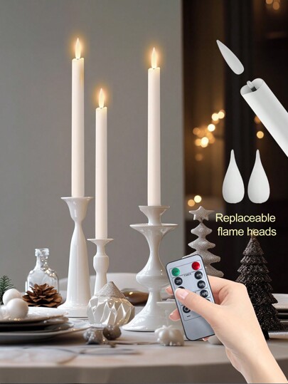 Pacote com 12 velas sem chama com temporizador ou dimmer remoto e sem controle remoto, castiçais de LED com luz piscante, velas de janela operadas por bateria, velas cônicas sem chama piscantes com controle remoto de 10 teclas, velas de janela, presentes de Dia dos Namorados, presentes de Ano Novo, decorações de lareira de Ação de Graças, decoração de casamento para casa, velas eletrônicas para Halloween, Páscoa, festa de Natal